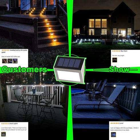 3LED 6 Pack JSOT Outdoor Solar Lights - Solar Powered Deck Lights Waterproof Light for Fence Post Light Outside