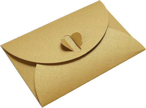 PATIKIL Mini Envelopes, 24 Pack Heart Clasp Tiny Storage for Wedding Greeting Party, Cute Present Card Holder, Golden