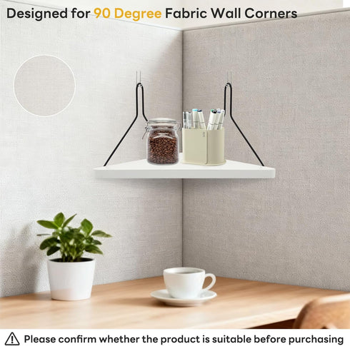 APUDWN 11.8 Inch Planter(White1 Fabric Wall Cubicle Corner Shelf with Hooks Wooden Triangular Cubicle Corner Shelf