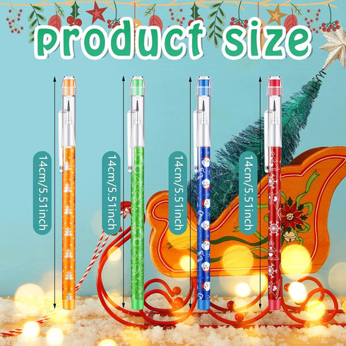 Christmas Stackable Pencils Bulk with Eraser, Translucent Multi Point Push Pencils Set (120 Pcs)
