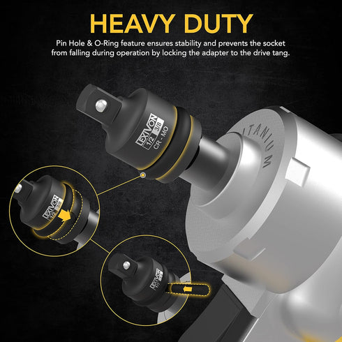 LEXIVON Impact Socket Adapter Combo Kit, 7-piece Increaser, Reducer & Extension Set for Impact Driver Conversions