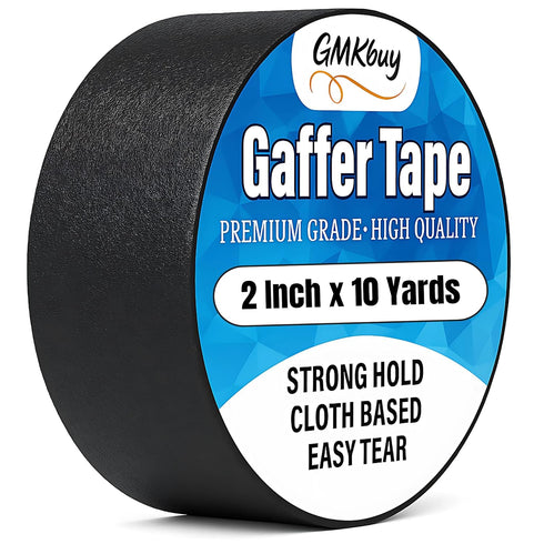 2 in x 10 Yd Black Gaffers Tape, Heavy Duty Non-Reflective Waterproof Matte Gaffer Stage Tape for Photography