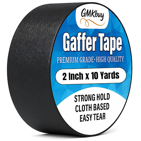 2 in x 10 Yd Black Gaffers Tape, Heavy Duty Non-Reflective Waterproof Matte Gaffer Stage Tape for Photography