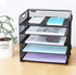 Supeasy 5 Trays Paper Organizer - Mesh Desk File/Letter Organizer, Black Paper Sorter for Office, Home, School