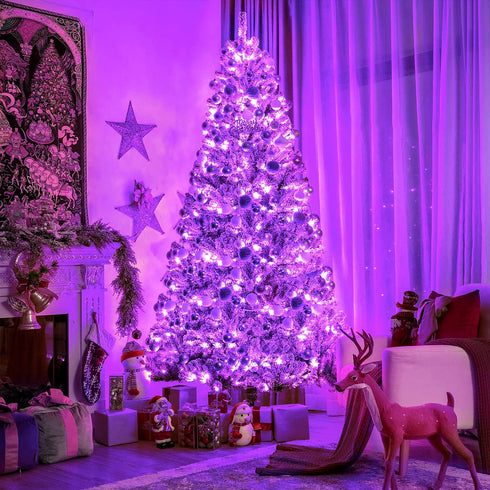 JMEXSUSS Purple Halloween Lights Clear Wire, 66ft 200 LED Purple String Lights, Indoor Outdoor Waterproof for Christmas