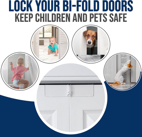 (2- Pack) Closet 1 3/8" - Safety Innovations Bi-fold Door Lock - Protection Child and Pet Proof Bi-fold Door Lock