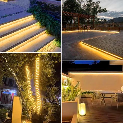 6.6ft 240LEDs (3000K) 110V Waterproof Outdoor LED Strip Lights - Warm White for Garden, Yard, Patio, Lawn, Under
