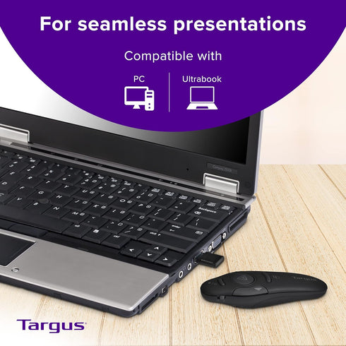 Targus Bluetooth Wireless Presentation Clicker, Laser Pointer for Meetings and PowerPoint, 50 Foot Range (AMP16US)