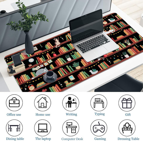 CutebriCase Desk Mat, Desk Matt for Desktop Bookshelf Cat XXL Extended Large Gaming Mouse Pad for Desk, Anti-Slip Desk