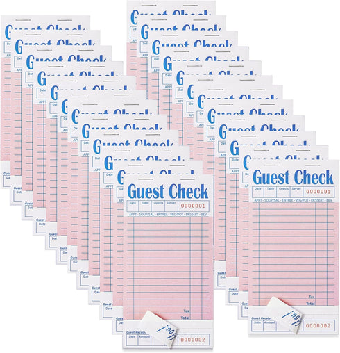 ZPARIK 24 Pack Pink Guest Checks Books for Servers Server Note Pads,