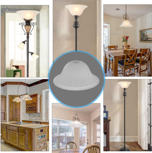 1.625" 4.13 inch, 9.45 inch. Giluta Small Floor Lamp Glass Shade Replacement Globe -Fitting Opening Modern Alabaster