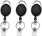 JIKIOU Retractable Badge Reel with Carabiner | Belt Clip and Key Ring for ID Card Keychain Badge Holder, Black 3 Pack