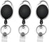 JIKIOU Retractable Badge Reel with Carabiner | Belt Clip and Key Ring for ID Card Keychain Badge Holder, Black 3 Pack