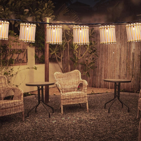 Outdoor-String-Lights-Waterproof, Bamboo Lantern String Lights for Patio, Garden, Porch, Balcony, Gazebo Decorative