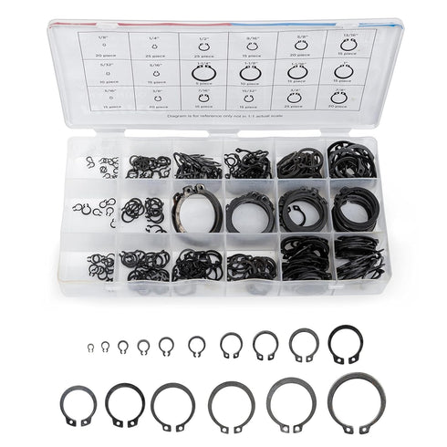 NEIKO 50458A Snap Ring Shop Assortment, 300 Piece Retaining Ring Set, 18 Sizes, Heat-Treated Steel