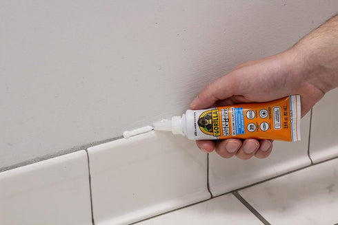 Gorilla Waterproof Caulk & Seal, 100% Silicone Sealant, White, 2.8oz Squeeze Tube (Pack of 2)