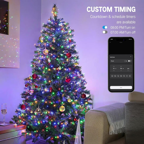 33FT 100 Dimmable BrizLabs Smart Christmas Lights, LED Color Changing String Lights APP/Voice Control, Warm White