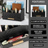 Black Wood Desk Organizer with Drawer, Bill Mail Organizer and File Holder for Office Supplies, Modern Desk Accessories