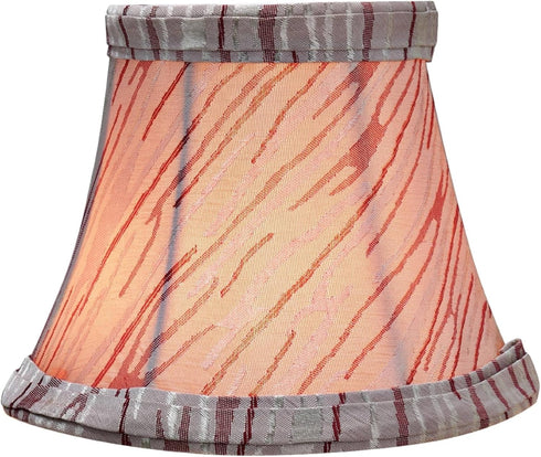 Aspen Creative 30006, 3" 5" 4" Set 1 Bell Clip-On Chandelier Lamp Shade, Grey and Red Striping, Top x Bottom x Slant