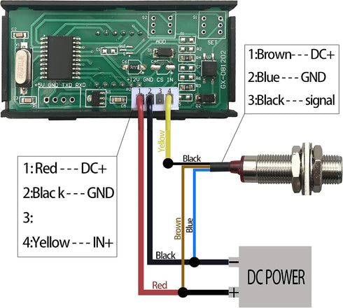 DIGITEN 4 Digital Green LED Tachometer RPM Speed Meter with Hall Proximity Switch Magnet Sensor for Lathe