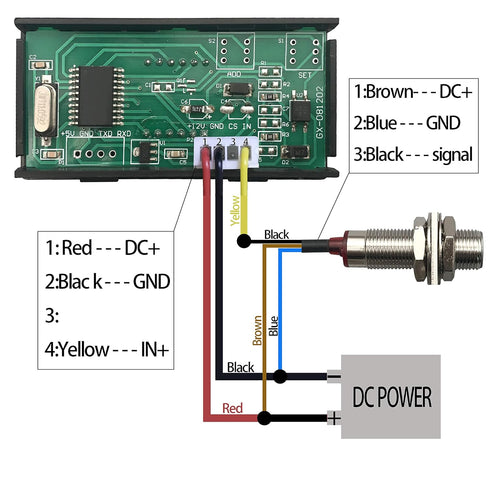 DIGITEN 4 Digital Red LED Tachometer RPM Speed Meter with Hall Proximity Switch Magnet Sensor NPN
