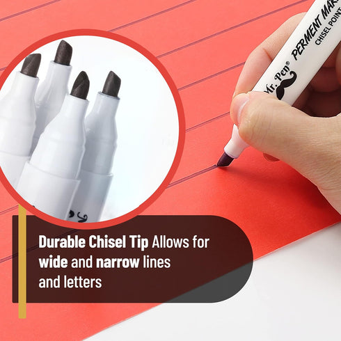 Mr. Pen Thick Black Permanent Markers, 8 Pack with Chisel Tip