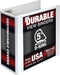 Samsill Durable 5 Inch Binder, Made in the USA, Customizable Clear View D Ring Binder, White, Holds 1050 Pages