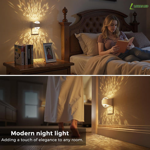 2Pack Sensor,3000K L LOHAS LED Projector Night Light, Night Lights Plug into Wall with Dusk to Dawn Soft White