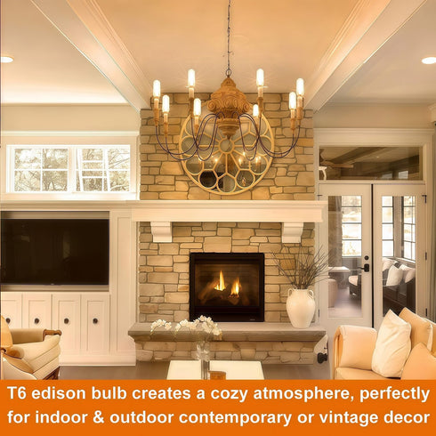 3.39 Inch E12 T6 Bulb Dimmable, 4 Pack T6 Bulb 4W 40W 2700K, T6 Bulb Vinaco LED Candelabra LED Equal. Warm White Clear