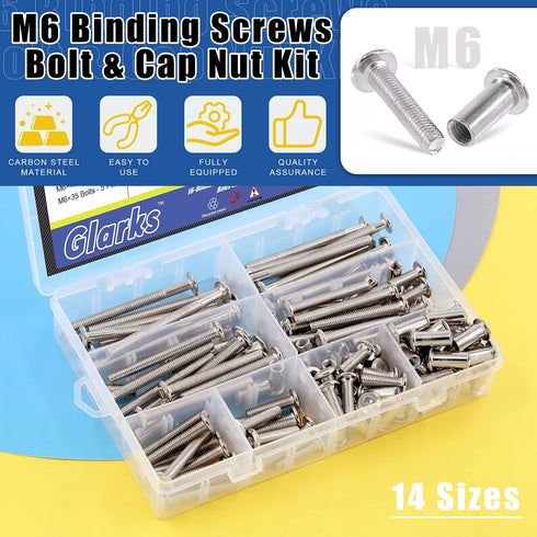 Glarks 141Pcs M6 140Pcs 14 1Pc M4 Hex Drive Socket Head Cap Bolts Assortment Kit, Sizes Nickel-Plated Socket Cap Screws