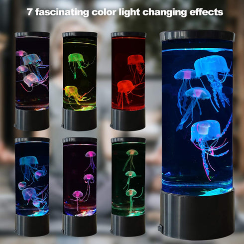 Vaticas 5 Jellyfish Lava Lamp Multi-Color Changing Aquarium Night Light with Glowing Jellyfish Electric Tank Mood Light