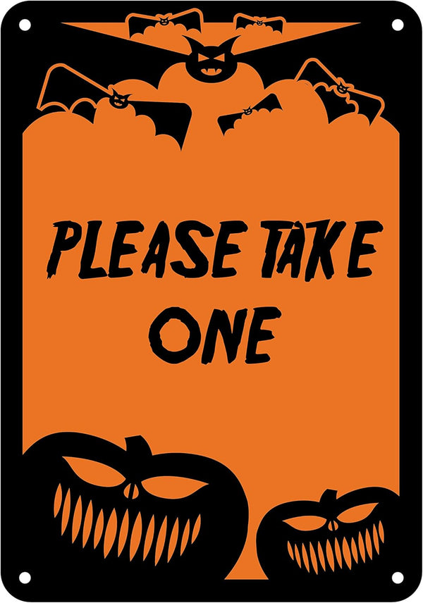 Reflective Aluminum Halloween Sign "Please Take One", 7" x 10" (HW-0183-RA)