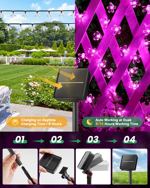 60 Brightown LED Solar String Lights Flower Outdoor Waterproof Fairy Lights for Garden Yard Fence Patio Christmas Tree