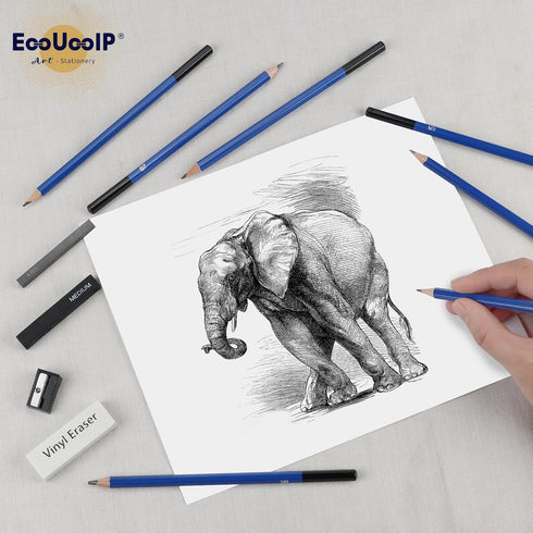 EooUooIP Drawing and Sketching Set, 26 pcs Complete Art Kit for Artists and Beginners