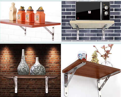WSZD 10 inch 4 (10"x5.9"/250x150mm) A Shelf Brackets, Pieces of Stainless Steel Solid L Brackets, Heavy Duty Floating