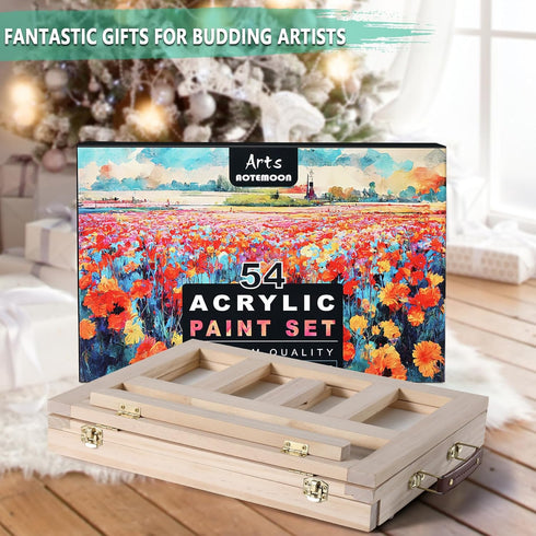 Set 54 Set 24 Wooden Tabletop Art Easel for Painting, Pieces Starter Acrylic Paint with Colors Acrylic Paints