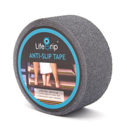 LifeGrip Anti Slip Safety Tape, Non Slip Stair Tread, Textured Rubber Surface, 2 inch X 15 Foot, Grey