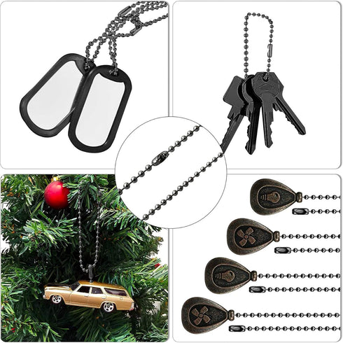 YeeBeny 192 Inch Fan Pull Chain Extension, 25 PCS Connectors, Stainless Steel Bead Chain (Dark Gray)