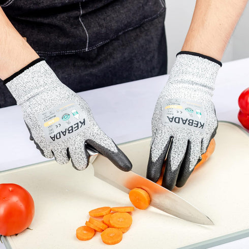 Cut Resistant Gloves, ANSI A2 Cutting Gloves, PU Coated Anti Cut Gloves C2, Touchscreen, Multi-Purpose, 1 Pair, Medium
