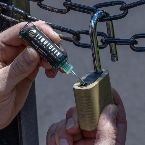 LIQUIDFIX Door, Lock & Hinge Lubricant - Reduces Noise Instantly - 4 oz Dropper & 0.5 oz Needle Oiler for Sliding Doors