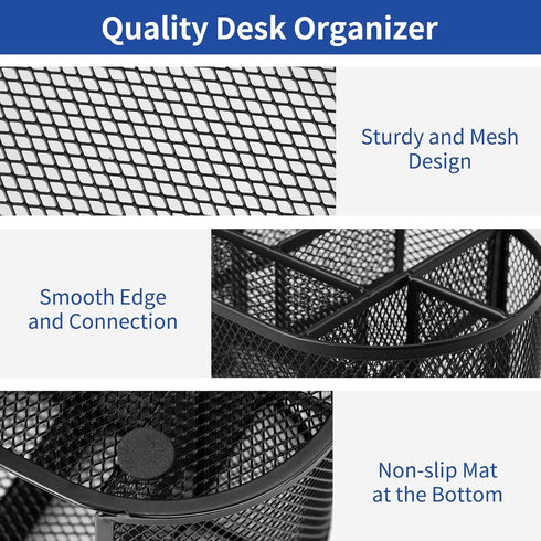 EOOUT Desk Organizer, Pencil Holder for Desk, Mesh Office Desk Accessories with 8 Compartments and 1 Drawer