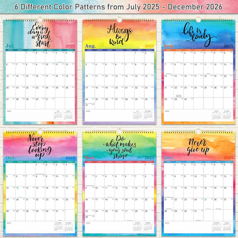 Wall Calendar 2025-2026, 18 Monthly Calendar from July 2025 to December 2026, Large Blocks, Twin-Wire Binding