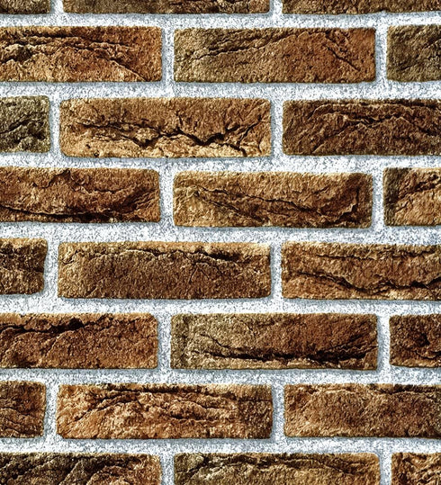 Y633 Rustic Brick Wallpaper, Peel and Stick, 17.7" x 9.8ft, Brown Self-Adhesive Contact Paper for Home Decor