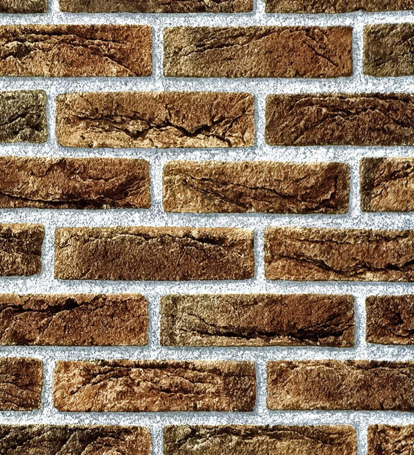 Y633 Rustic Brick Wallpaper, Peel and Stick, 17.7" x 9.8ft, Brown Self-Adhesive Contact Paper for Home Decor