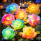 Solar Rose Lights Outdoor: 4 Pack IP65 Waterproof 7-Color Changing LED Flower