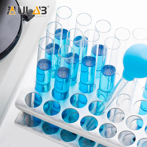 ULAB Scientific Test Tube with Tube Rack, Z Shape Stainless Steel Rack, 10pcs of 16ml Cylindrical Glass Tubes