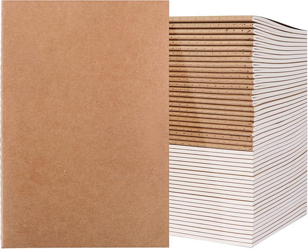 EOOUT 48pcs Kraft Paper Notebooks | Journals for Kids, Blank Paper, 60 Pages, 80GSM, 8.3 X 5.5 Inch, Travel Journal Set
