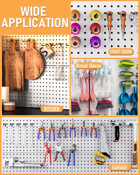 INCLY 4/6 Inch Black Pegboard Hooks, 36 Pack Heavy Duty Double Arm Straight Hooks for 1/4" Pegboard, Garage, Craft