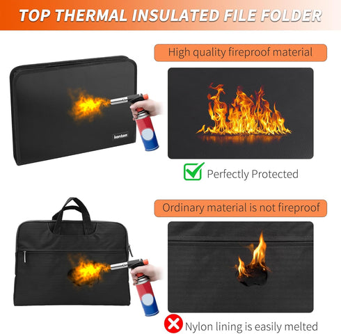 Hontom Accordion File Organizer, 13 Pockets Fireproof Expanding Folder, Portable Business Document Organizer with Zipper