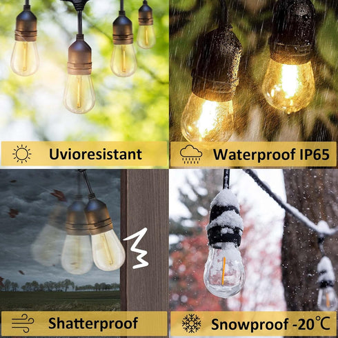 3V Bulbs S14 E26 Bulbs, 1W 100LM 2700K, 15-Pack, Visther DC Low Voltage Solar String Light Replacement, Waterproof LED
